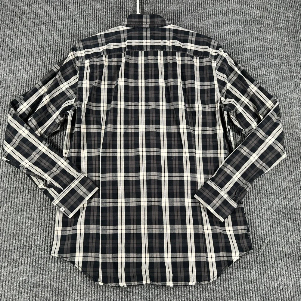 Banana Republic Shirt Mens Medium Black Plaid Long Sleeve Button Up‎ Slim Fit